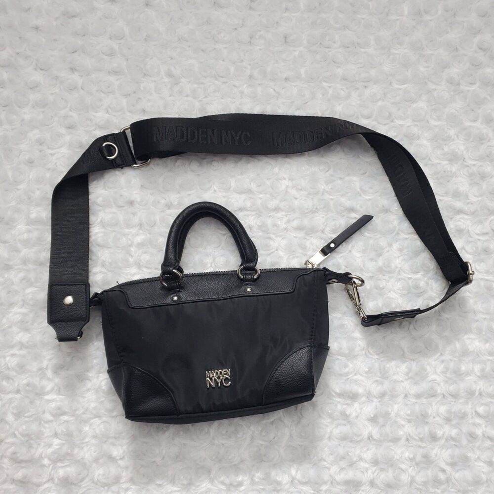 Madden NYC Crossbody Satchel Handbag S Black -tone Hardware Womens